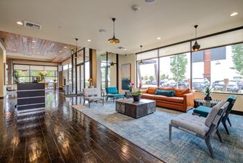 Resident Lounge with Complimentary Coffee  Bar at Discovery West Apartments in  Issaquah, WA
